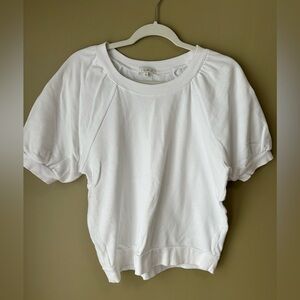 Z Supply White Puff Sleeve Boxy short sleeve Sweatshirt